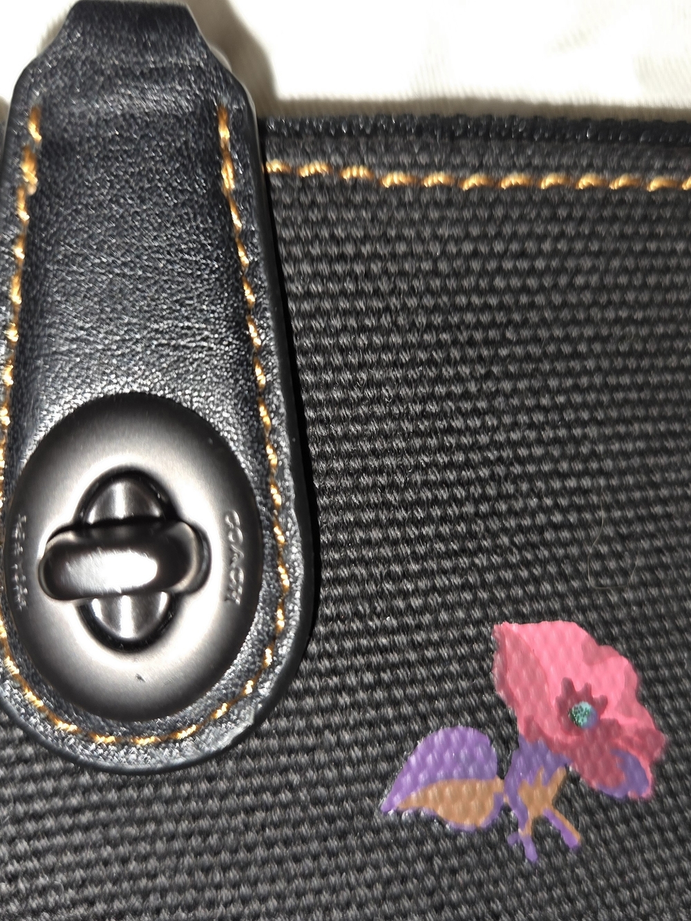 Coach x Disney 'Sleeping Beauty' Floral Zip Pouch- Black NWOT - Picture 5 of 7